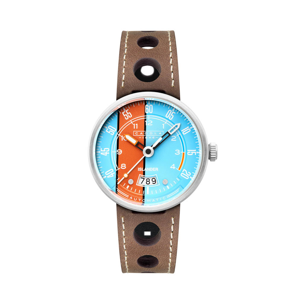 Cadola x Islander RPM Automatic Watch with Blue and Orange Dial