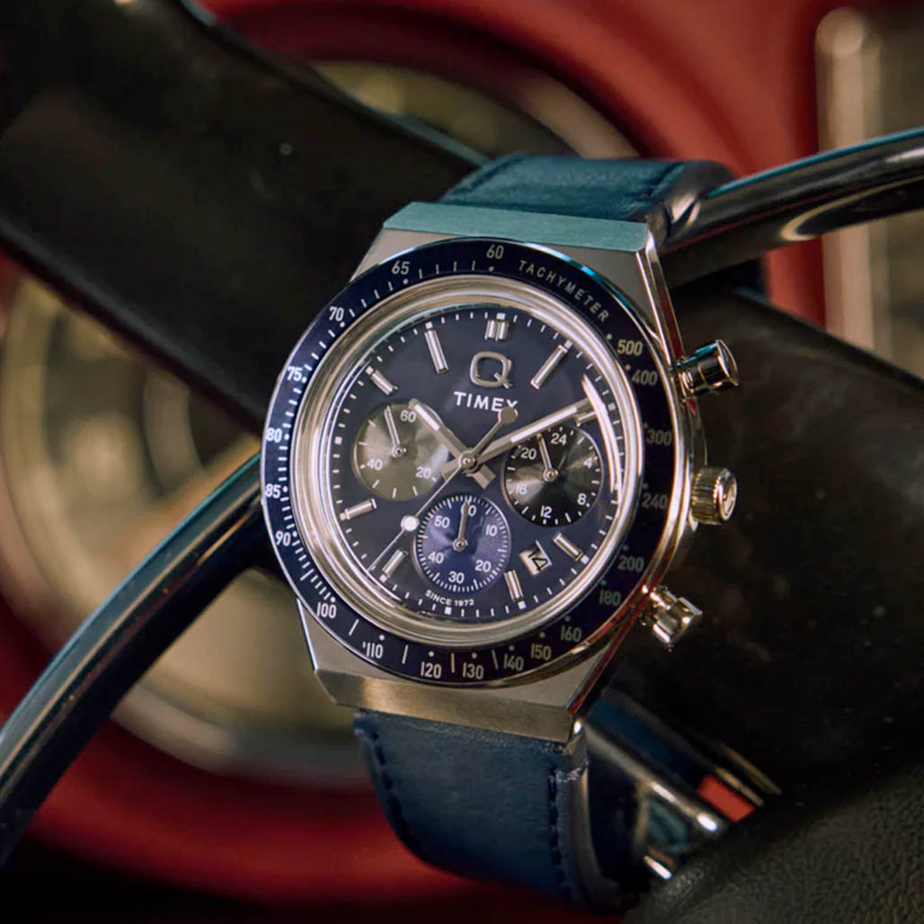 Timex® Q Chronograph 40mm Leather Strap Watch #TW2Y36100