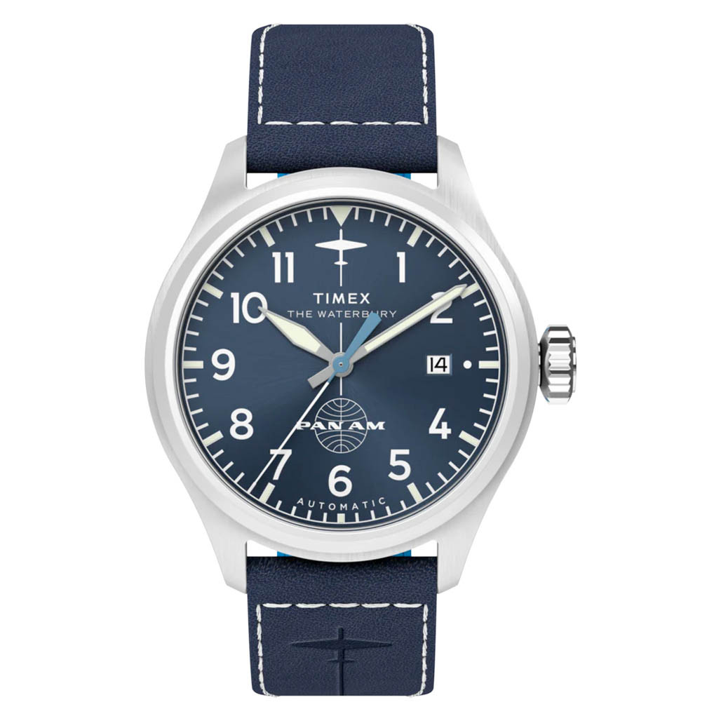 Timex x Pan Am® Waterbury Automatic Ace 41mm Leather Strap Watch