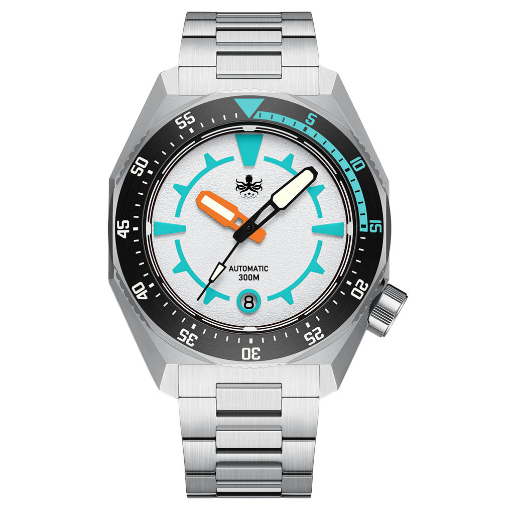 デコノフ　b Zelos Blacktip 200 m GMT, Mother of Pearl Dial, Stainless Steel, 41 mm