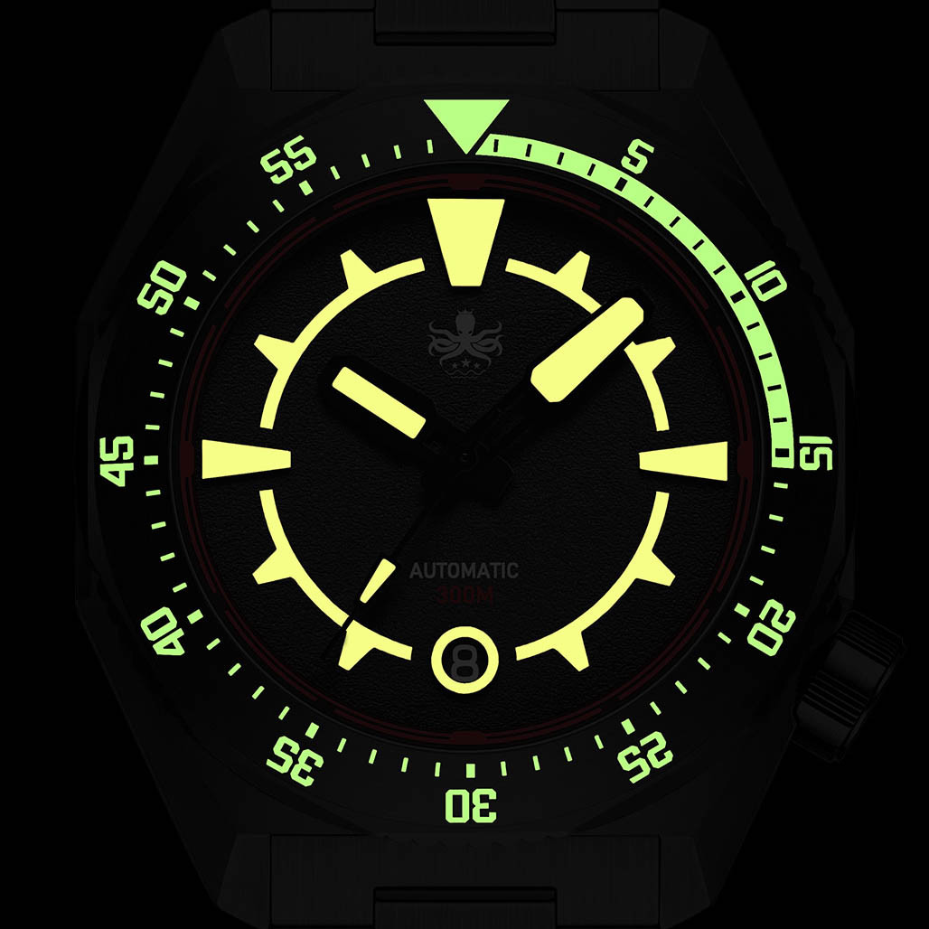 Phoibos Depth Hunter 300M Automatic DLC Diver with Black and Red