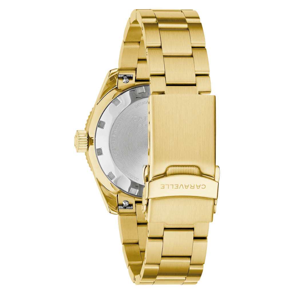 Caravelle Sea Hunter Automatic Goldtone Watch with Green Dial #44B128