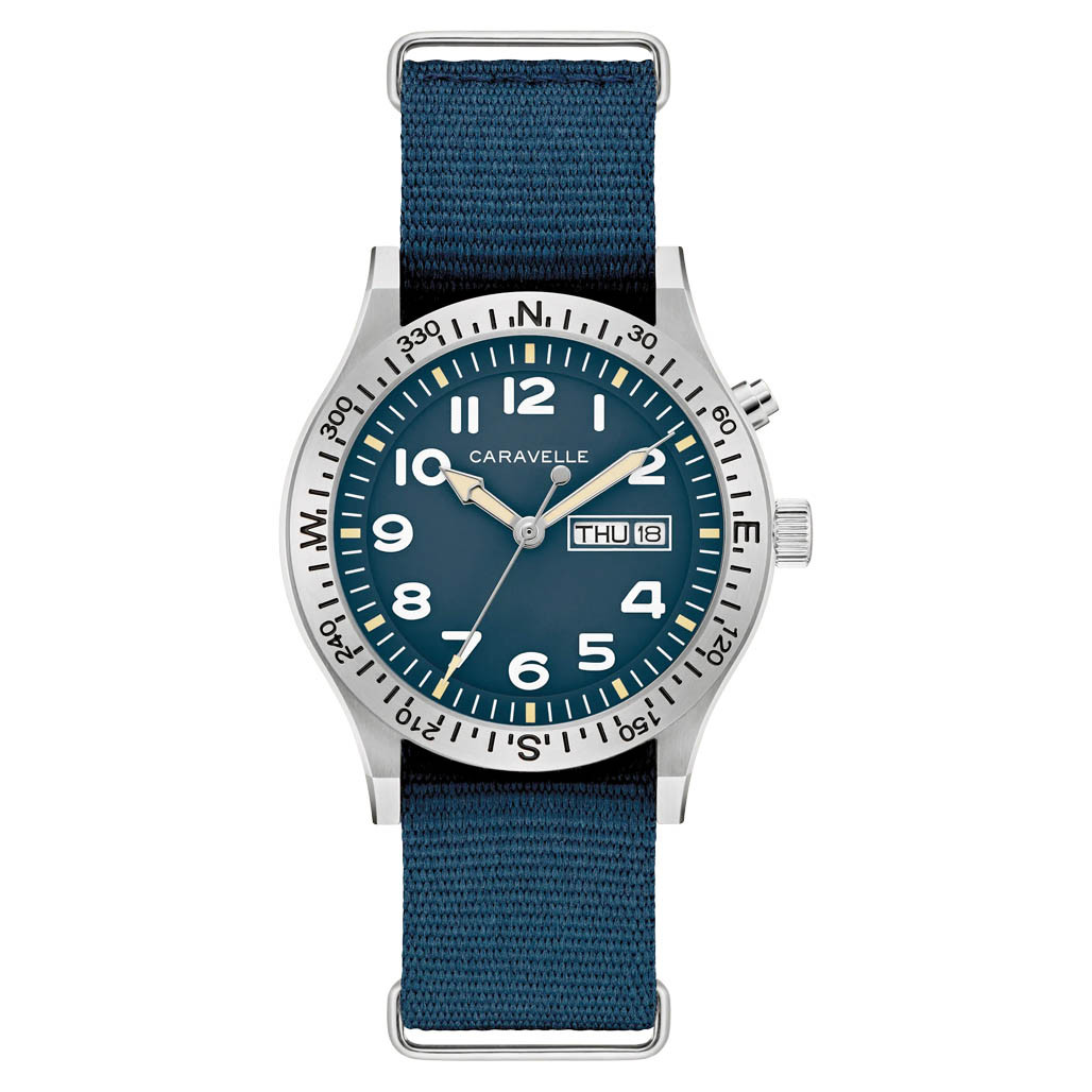 Caravelle "Light Up" Field Watch with Blue Dial #43C1261