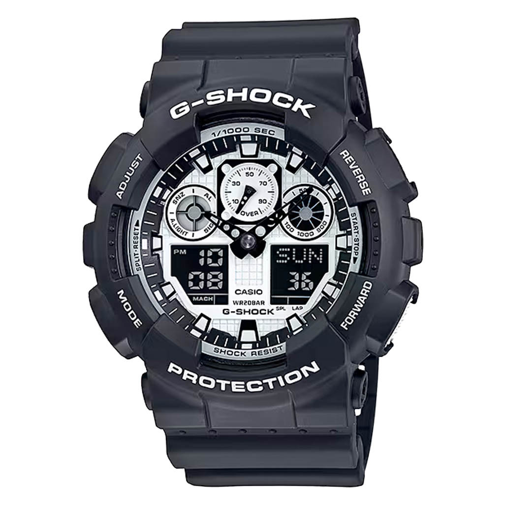 Casio G-Shock GA-100 Series in Black and White #GA100BW-1A
