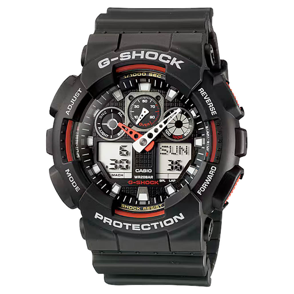 山*田様 G-SHOCK GA-100 マットブラック×レッド　赤・白針 Casio G-Shock GA-100 Series in Black and Red #GA100-1A4