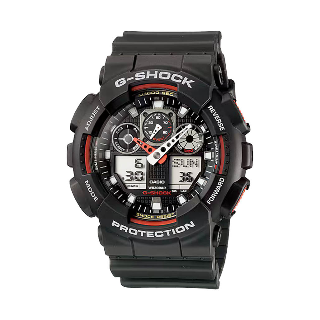 Casio G-Shock GA-100 Series in Black and Red #GA100-1A4