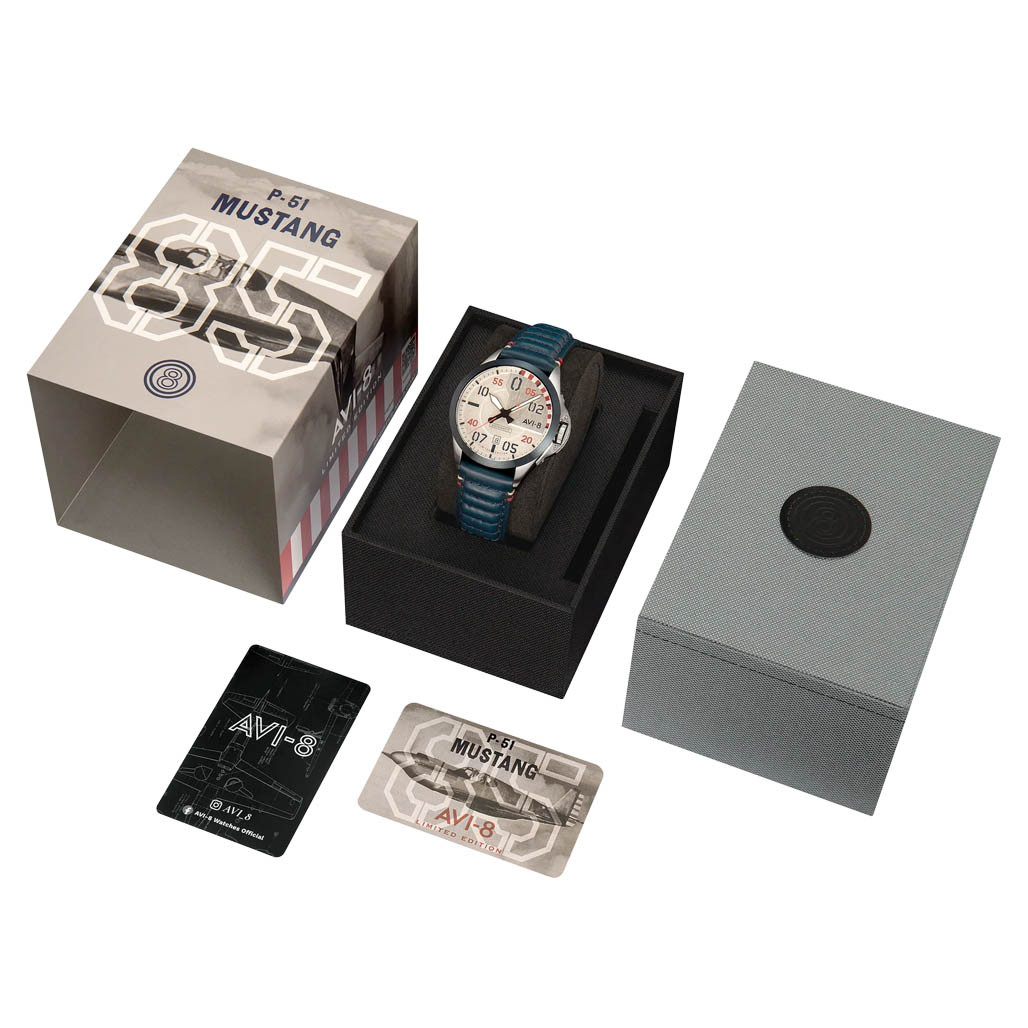 AVI-8 P-51 Mustang 85th Anniversary Steel Ascent Watch #AV-4146-01