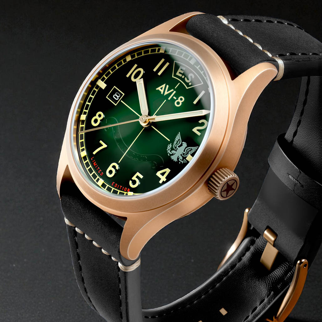 AVI-8 Flyboy Eagle Squadron Bronze Coltishall Watch #AV-4145-03