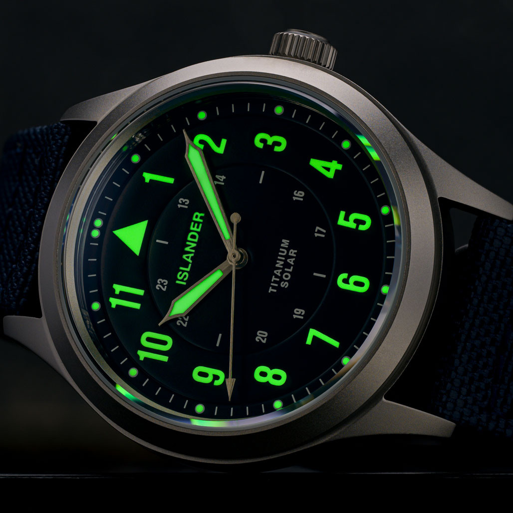 Islander Babylon HV1000 Titanium Solar Field Watch with Blue Dial