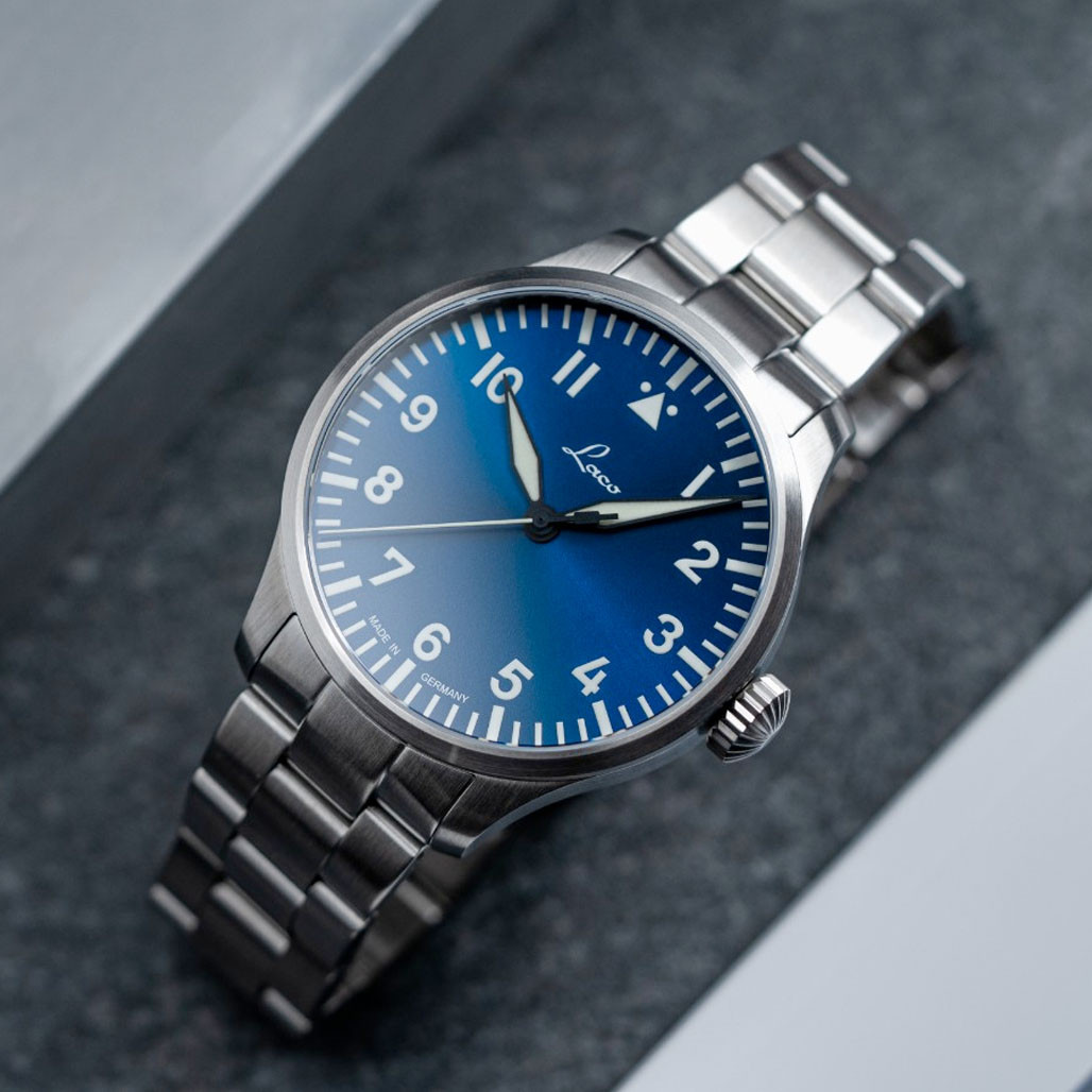 Laco 39mm Augsburg Blaue Stunde Automatic Pilot Watch on Bracelet