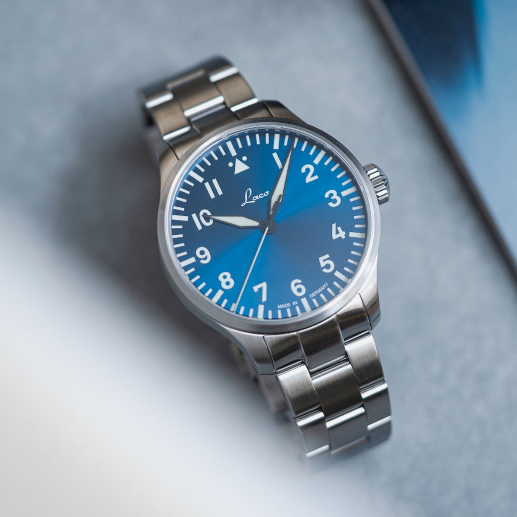 Laco 39mm Augsburg Blaue Stunde Automatic Pilot Watch on Bracelet