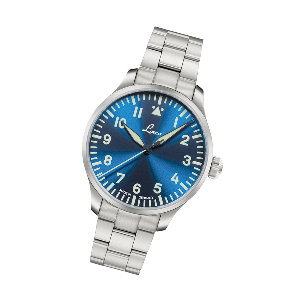Laco 39mm Augsburg Blaue Stunde Automatic Pilot Watch on Bracelet