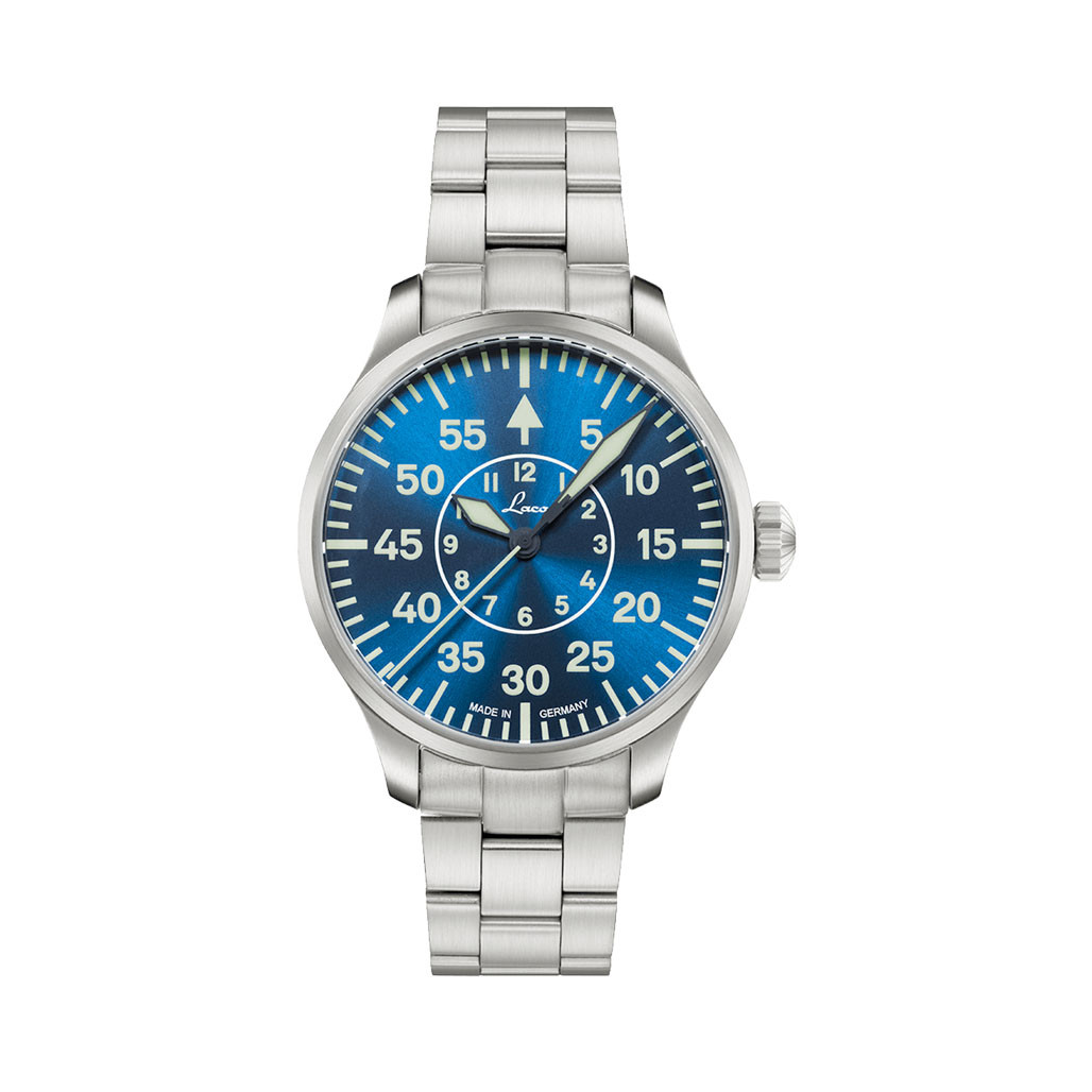 Laco 39mm Aachen Blaue Stunde Automatic Pilot Watch on Bracelet