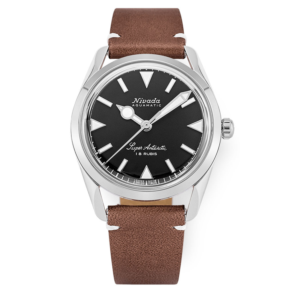 Nivada Grenchen 35mm Super Antarctic Black Dial Watch #35014M14