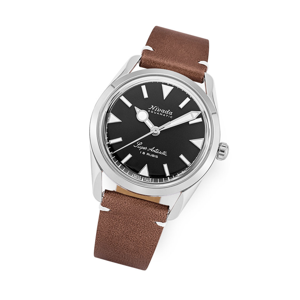 Nivada Grenchen 35mm Super Antarctic Black Dial Watch #35014M14