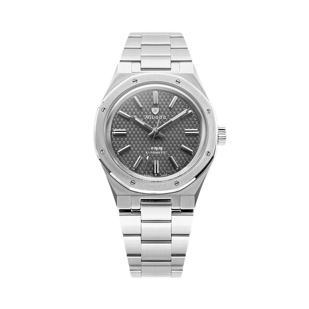 Nivada Grenchen 37mm F77 Titanium Watch with Anthracite Dial #68006A77