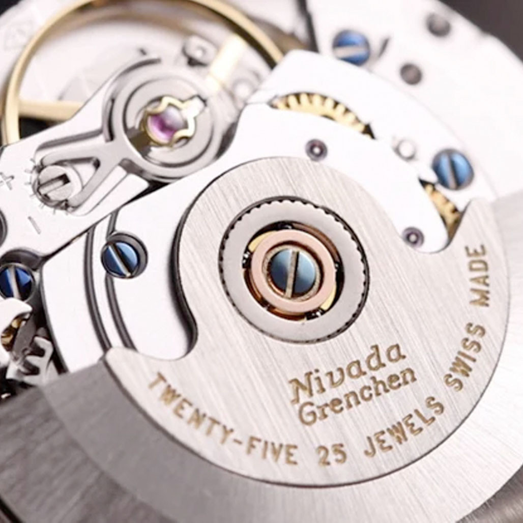 Nivada Grenchen 37mm F77 Watch with Lapis Lazuli Dial #68009A77