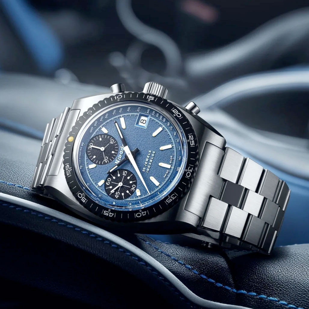Nivada Grenchen Autochron Watch with Blue Dial #77003A45