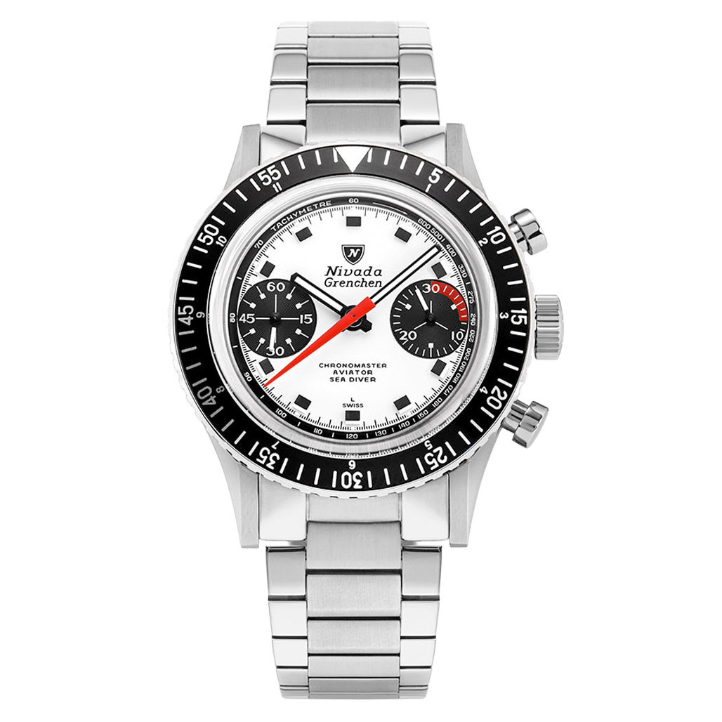 マルコ Nivada Grenchen 38mm Chronomaster Panda Dial Watch #86054M20LC