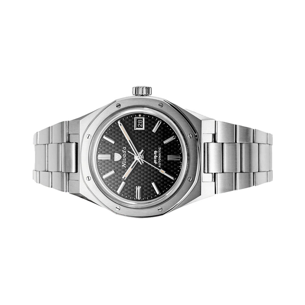 Nivada Grenchen 37mm F77 Watch with Black Tapisserie Dial#69000A77