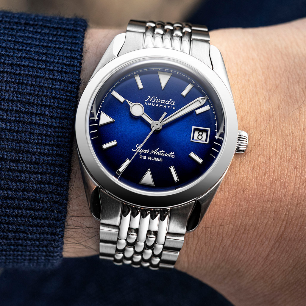 Nivada Grenchen 38mm Super Antarctic Blue with Date #32076A04