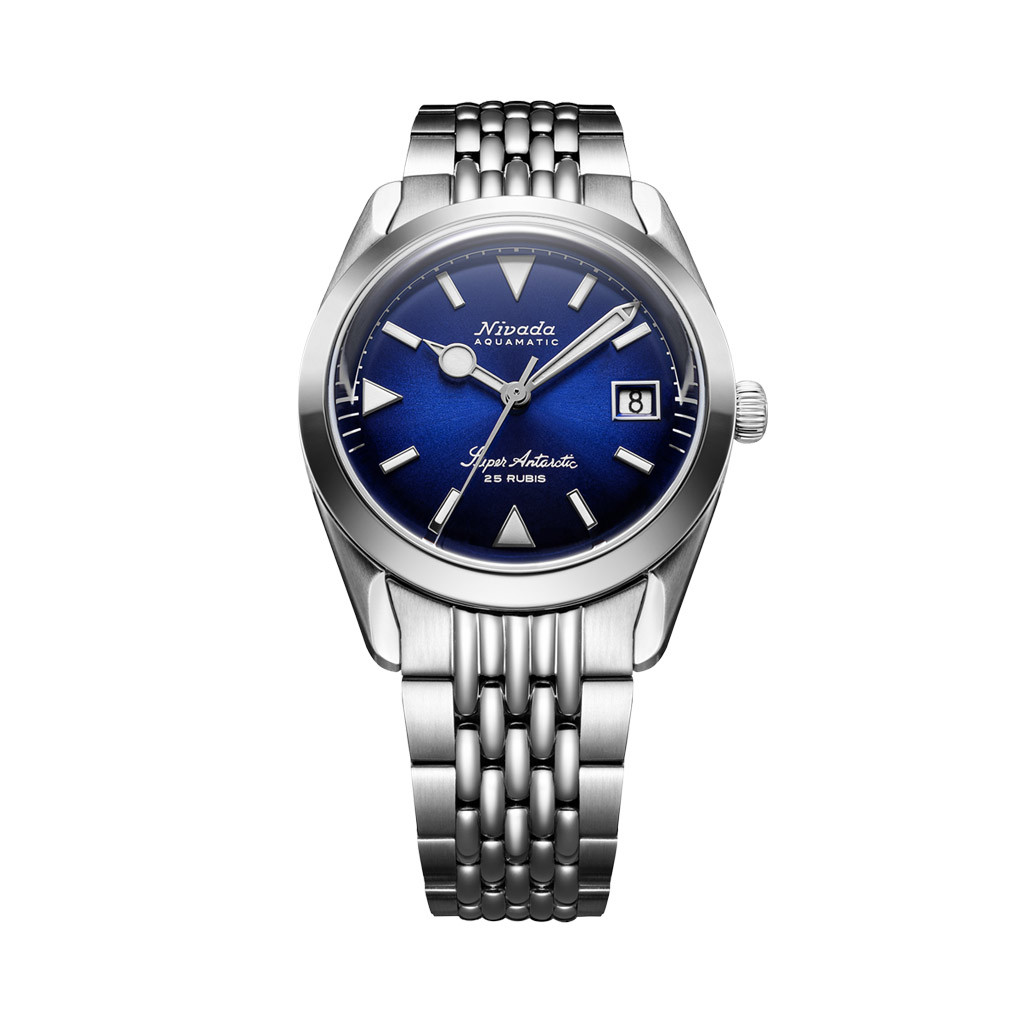 Nivada Grenchen 38mm Super Antarctic Blue with Date #32076A04