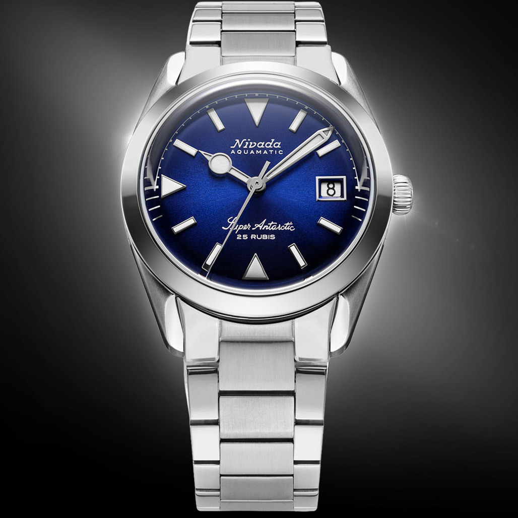 Nivada Grenchen 38mm Super Antarctic Blue with Date #32076A20