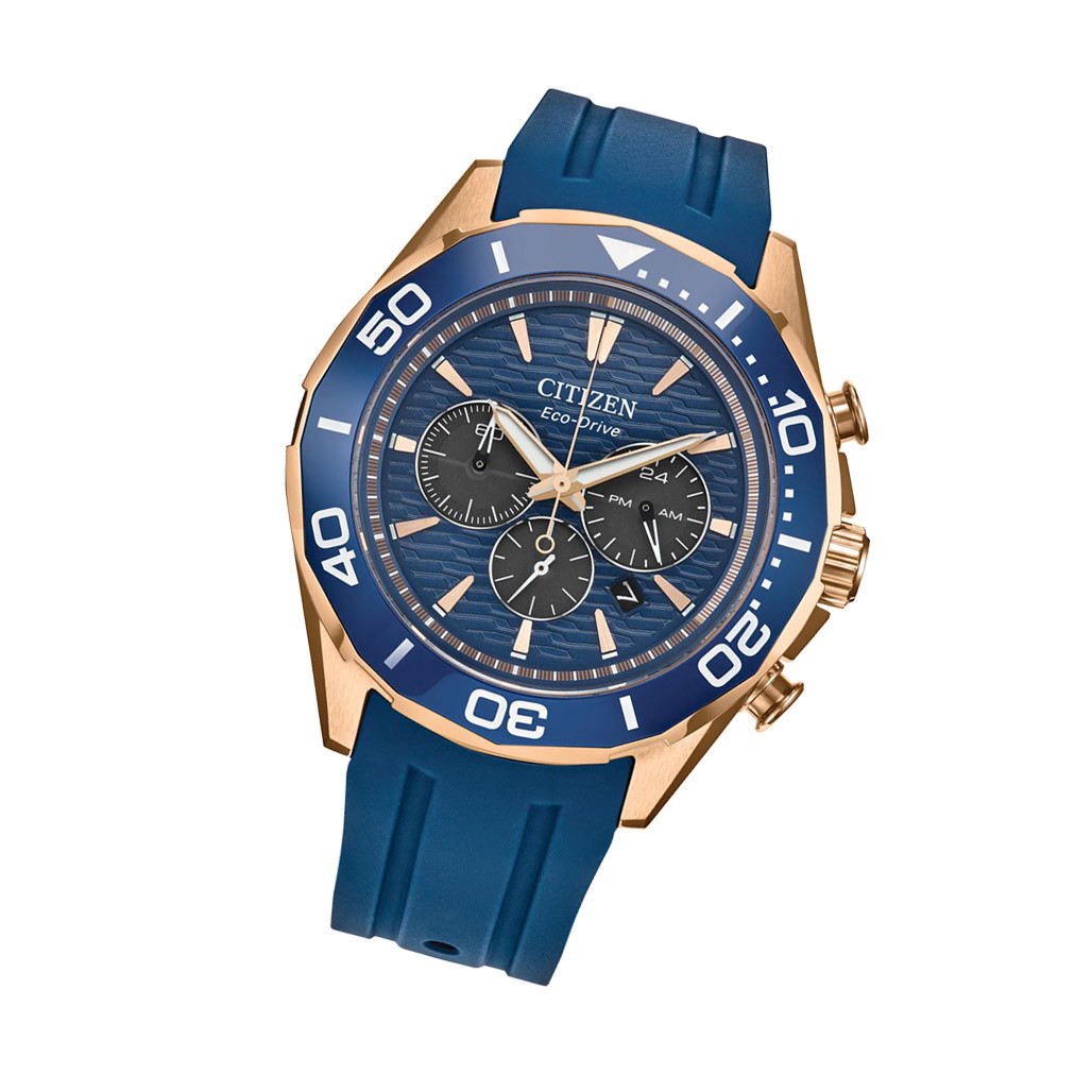 Citizen Endeavor Eco-Drive Chronograph Rose Goldtone with Blue