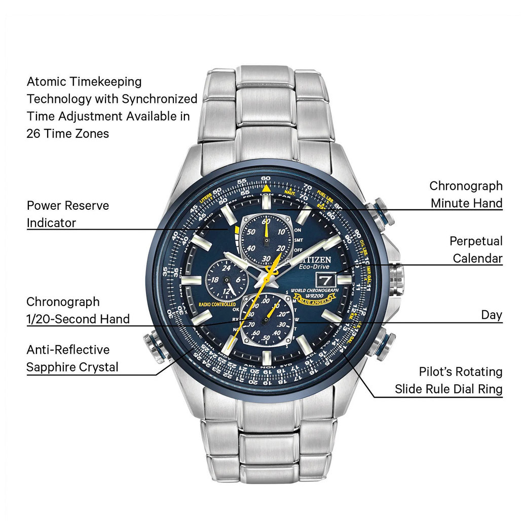 Citizen Blue Angels Eco-Drive World Chronograph A-T Watch #AT8020-54L