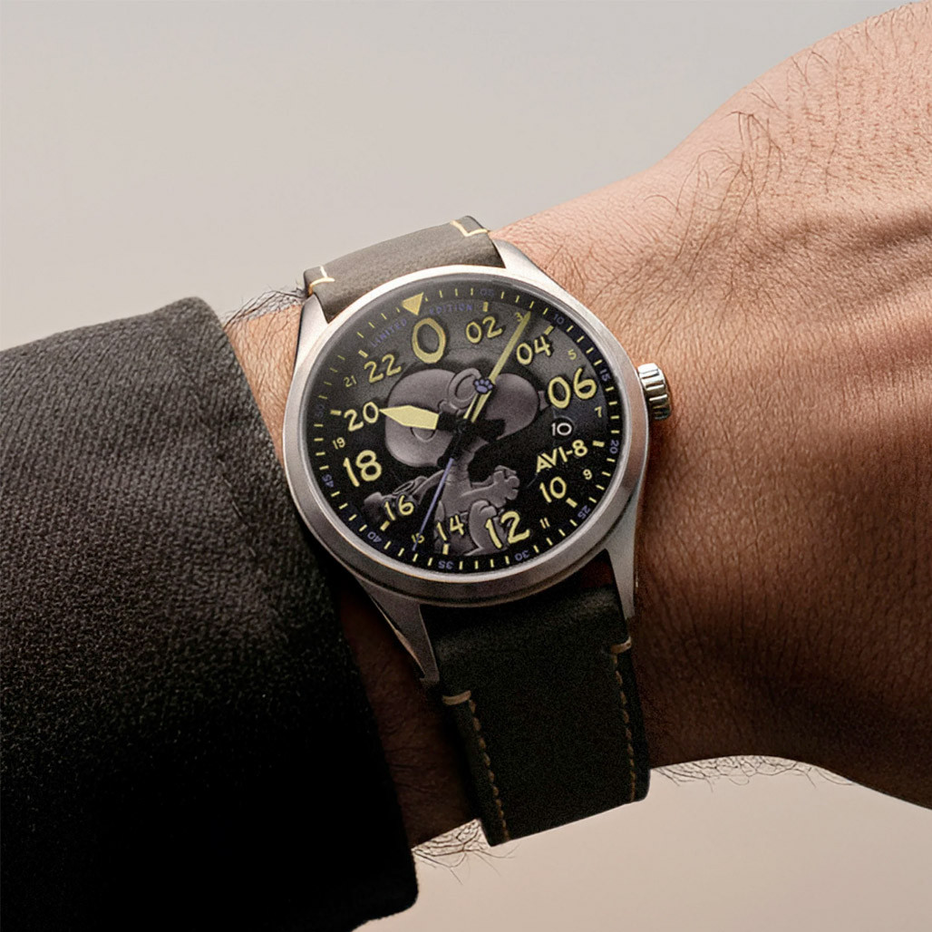 AVI-8 Peanuts Snoopy Flying Ace 24 LE Watch in Charcoal Grey #AV