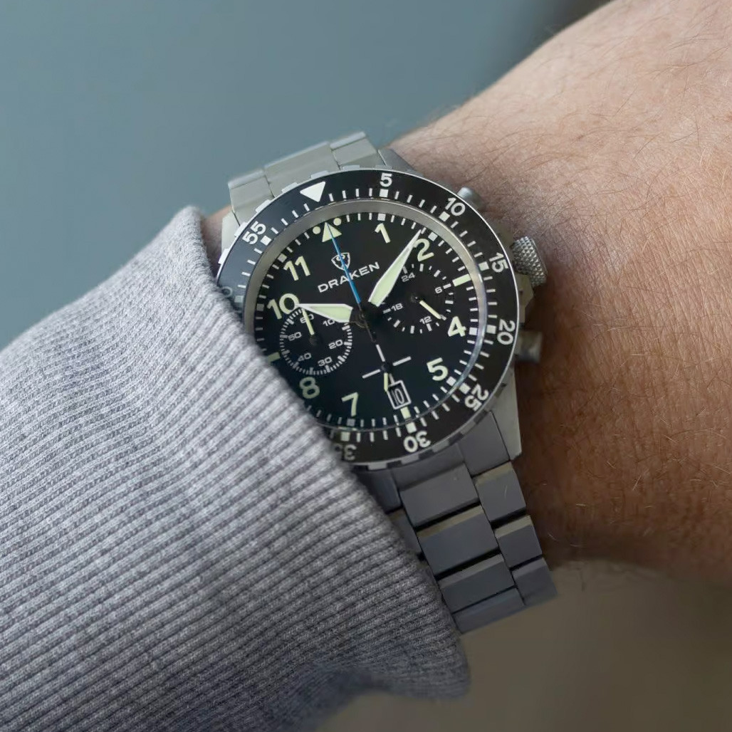 Draken Kruger 'A' Titanium Chronograph with Black Dial #DKN-04