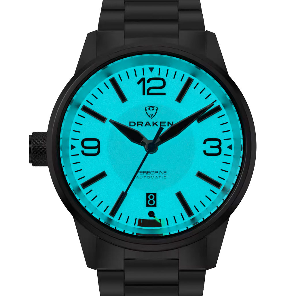 akoko_renren Draken Peregrine 'A' Full Lume Dial Watch with Left Crown #DKN-13