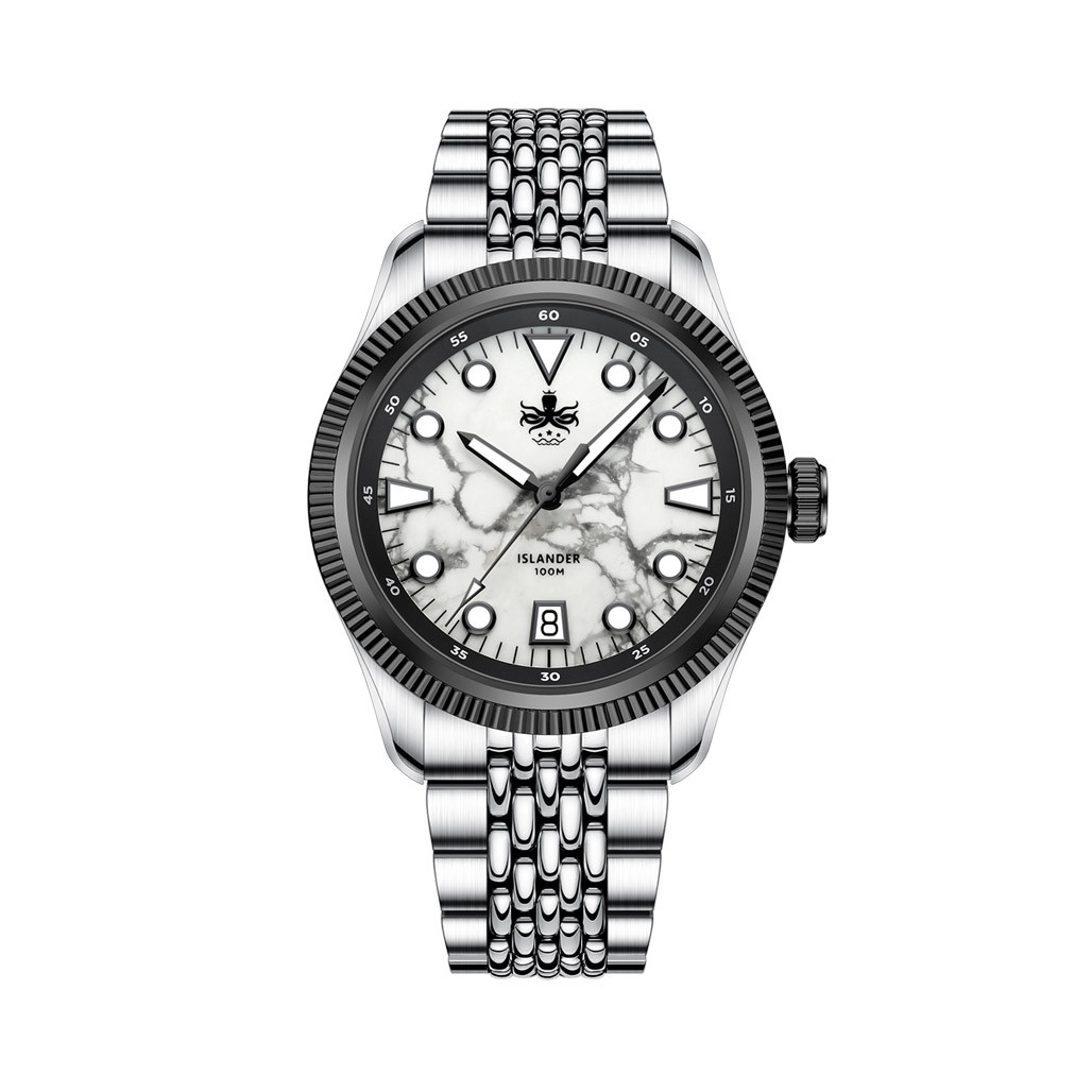 PHOIBOS x ISLANDER Delphinus White Turquoise Dial Watch #PY066-LIW11