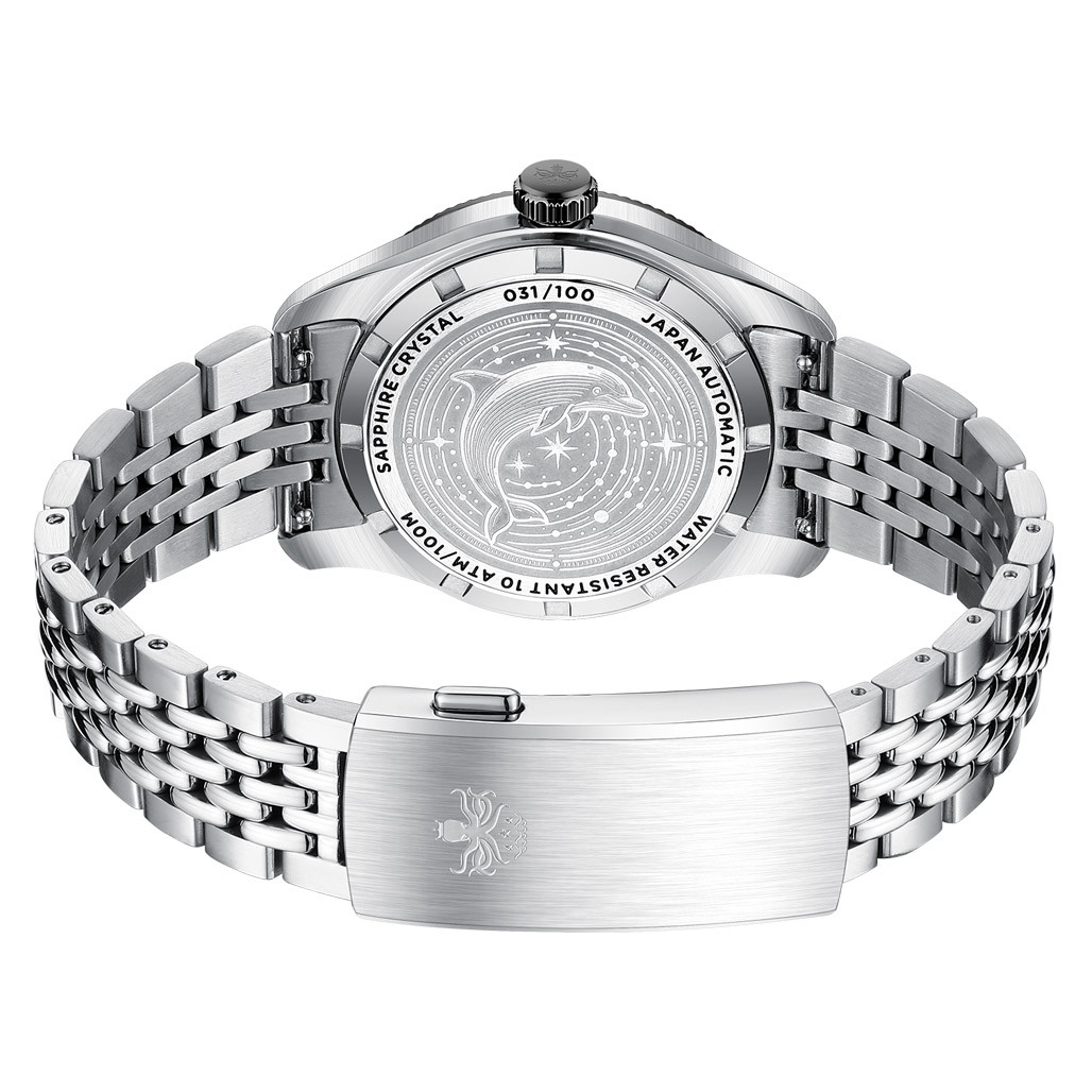 PHOIBOS x ISLANDER Delphinus White Turquoise Dial Watch #PY066-LIW11