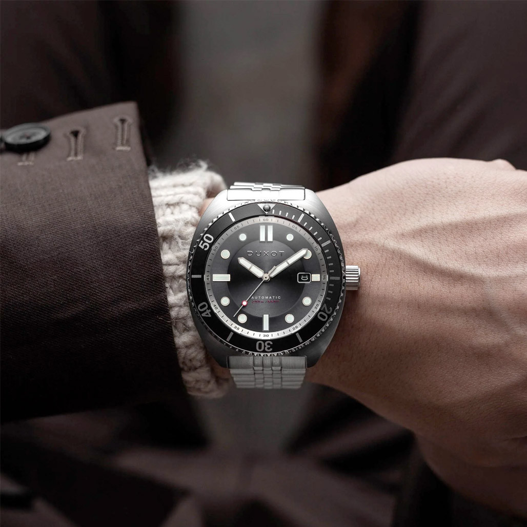 Duxot Tortuga Automatic Dive Watch with Black Dial #DX-2026-11