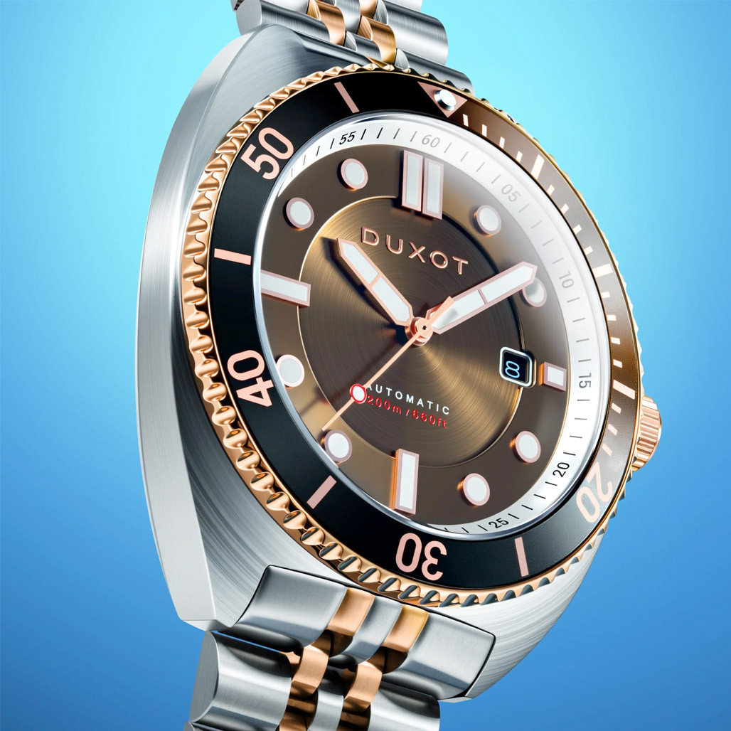 トコナッツアクアシャボンオーシャンヨーロッパ Duxot Tortuga Automatic Two-Tone Dive Watch with Brown Dial #DX