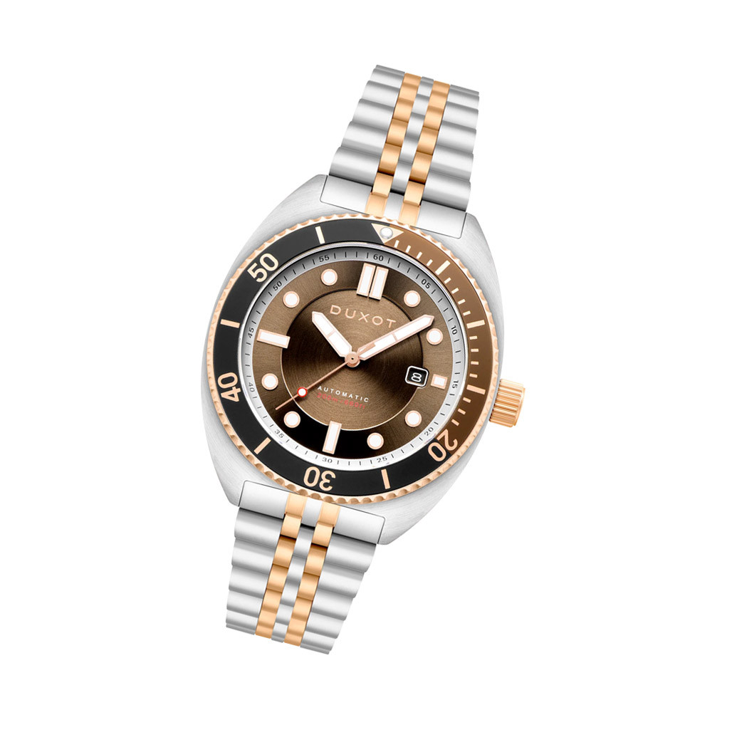 トコナッツアクアシャボンオーシャンヨーロッパ Duxot Tortuga Automatic Two-Tone Dive Watch with Brown Dial #DX