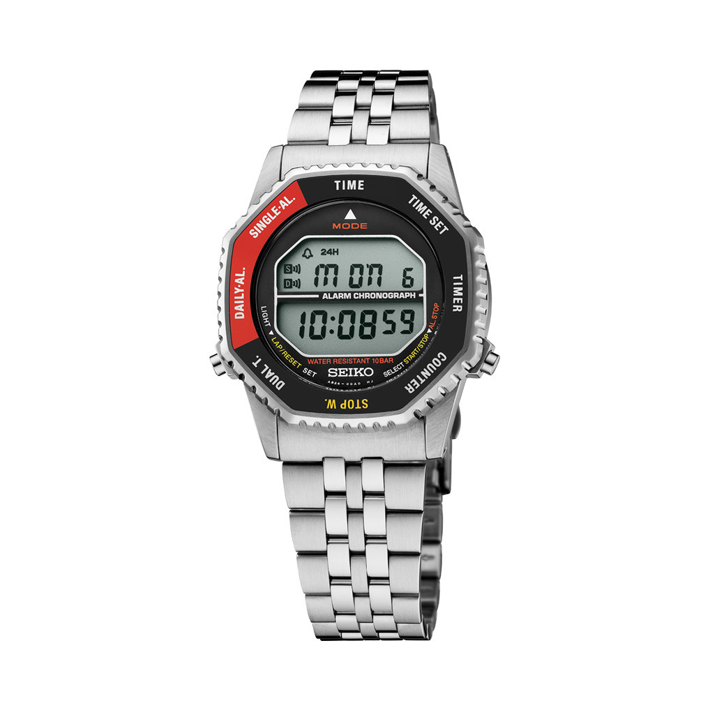 Seiko Rotocall Retro Digital Watch with Red Accents #SMGG19