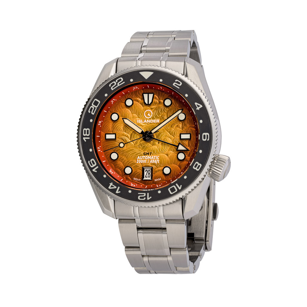 Islander JFK Automatic GMT Watch with Sunset Orange Dial #ISL-356