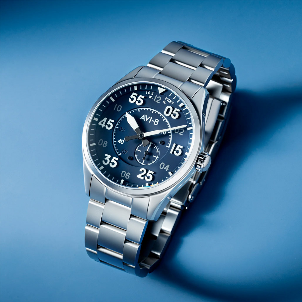 AVI-8 Spitfire Type 300 Automatic with Sky Gauge Blue Dial #AV-4147-11