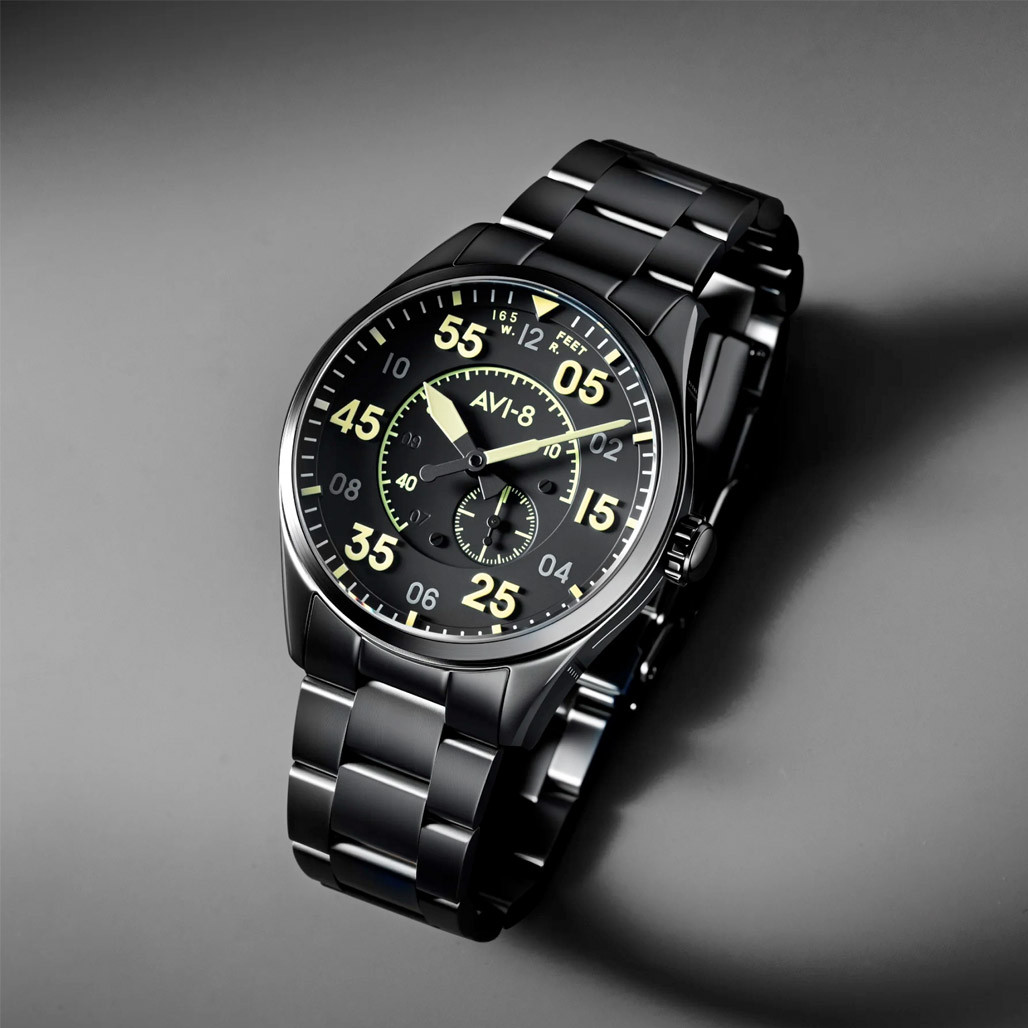 AVI-8 Spitfire Type 300 Automatic with Black Eclipse Display Dial