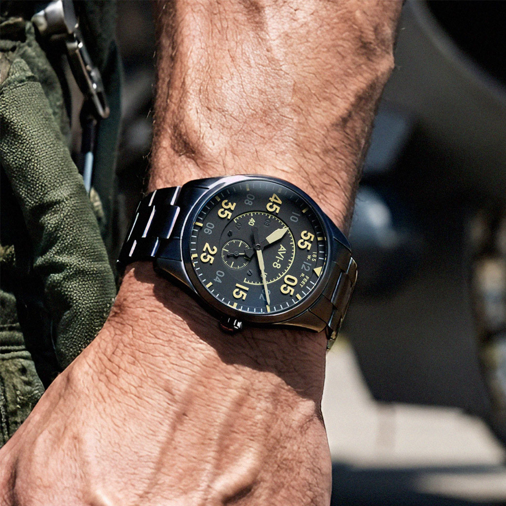 AVI-8 Spitfire Type 300 Automatic with Black Eclipse Display Dial