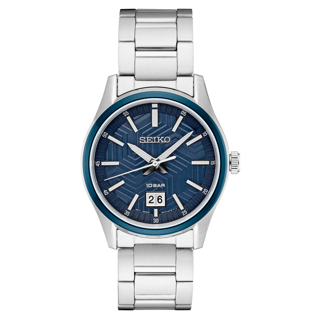 ✨SEIKO✨セイコー✨1400-5550✨クォーツ✨ブルー文字盤✨腕時計✨ Seiko Essentials Big Date Watch with Blue Dial #SUR559