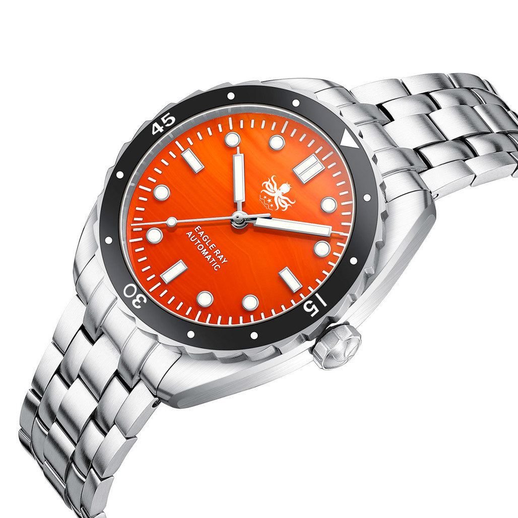 Phoibos Eagle Ray Automatic Diver with Orange Agate Dial #PY065FN
