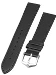 Hirsch Umbria Untextured Black Leather Watch Strap, Matching Stitching #137202-50