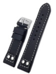 Toscana Black Italian Calf Leather Watch Strap with Rivets at the Lugs PT-30