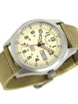 Seiko Military Creme Dial Automatic Watch with 42mm Case, Tan Canvas Strap #SNZG07K1