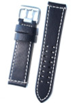 Toscana Black Italian Leather Strap with Double-Tongue Buckle, Contrasting Stitching #EPBX-25730