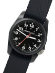 Bertucci A-1R Field Comfort watch with fiber reinforced polycarbonate Unibody case, Black Nylon Strap, Black Dial #10500