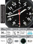 Bertucci A-1R Field Comfort watch with fiber reinforced polycarbonate Unibody case, Black Nylon Strap, Black Dial #10500